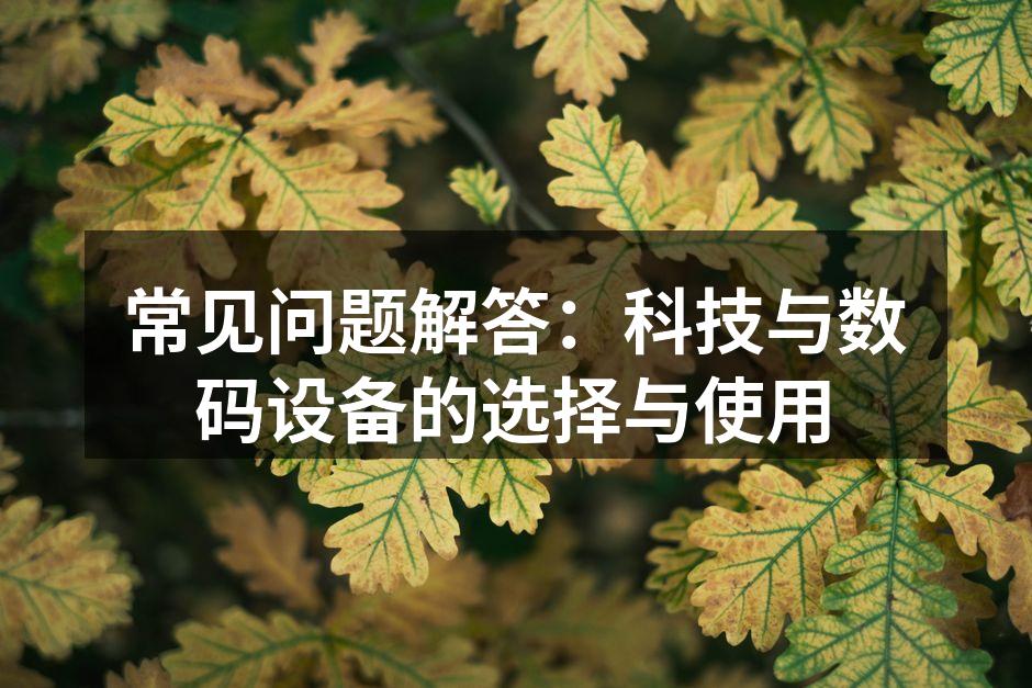 了解数码设备的选择